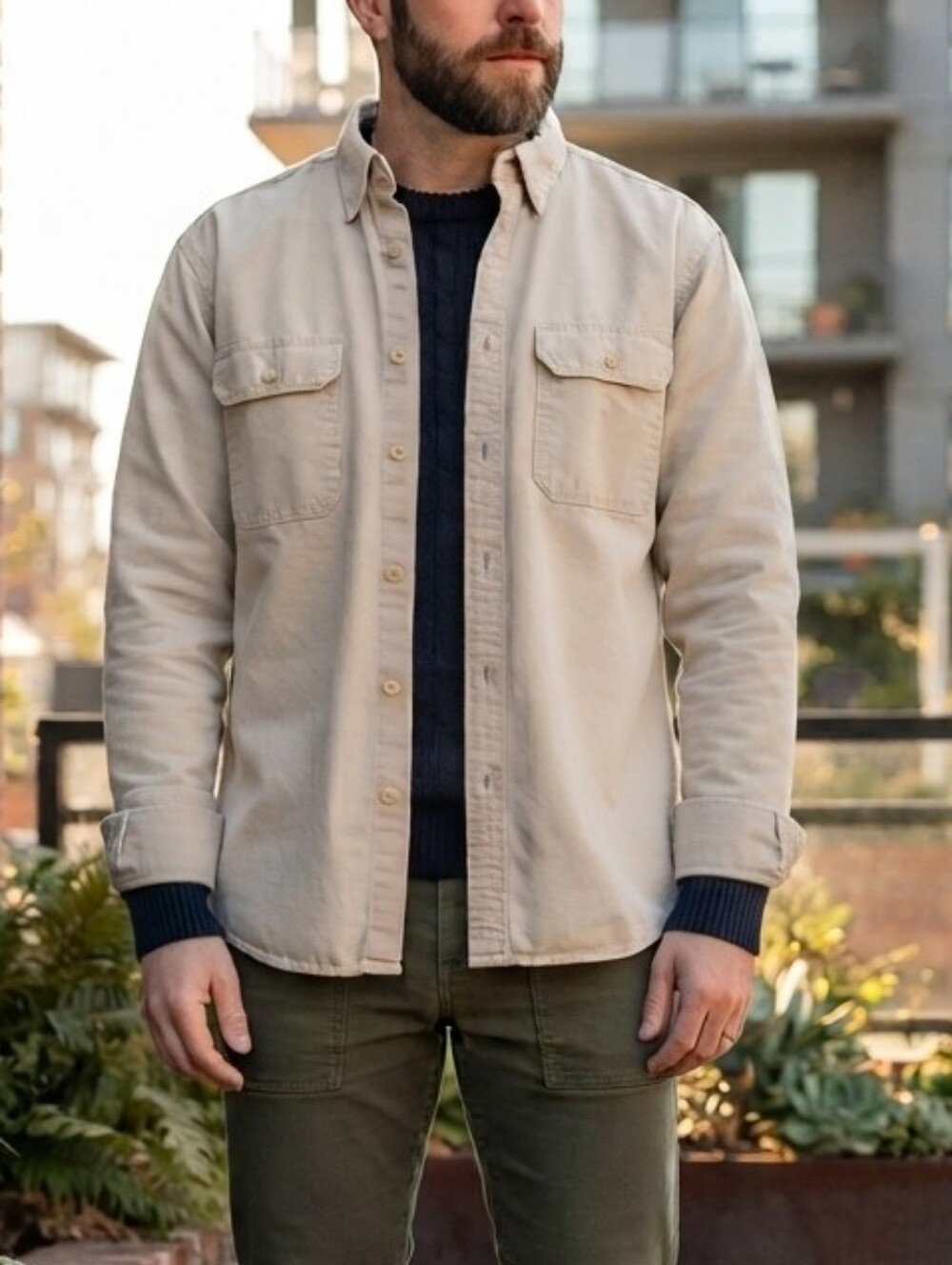 NWOT L.L. Bean Vintage Khaki Utility Button Down Shirt L Heritage Gorpcore